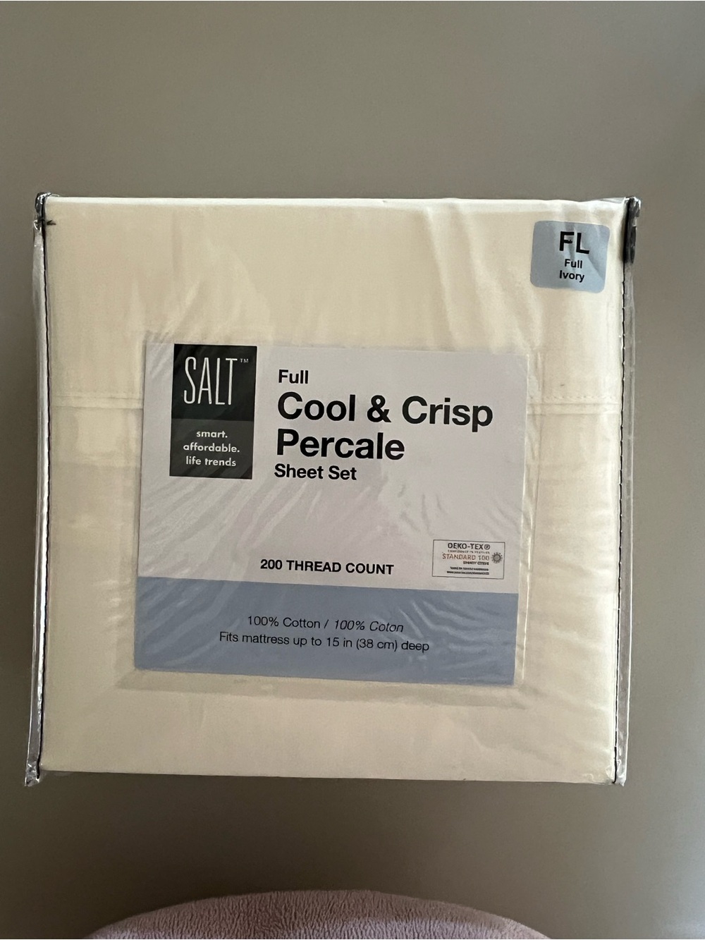 SALT Full Cool & Crisp Percale Sheet Set - Ivory